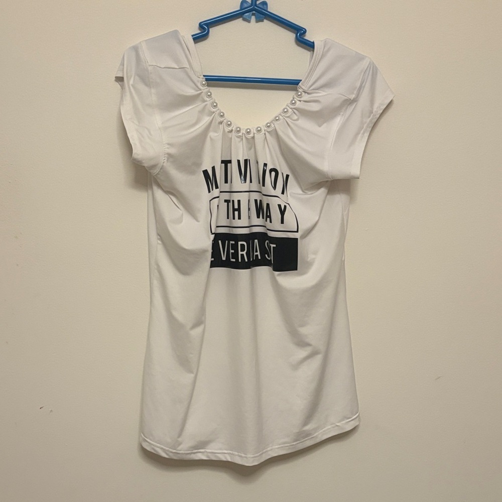 Everlast White Graphic Short Sleeve Top street DIY beads iconic athleisure sizeL